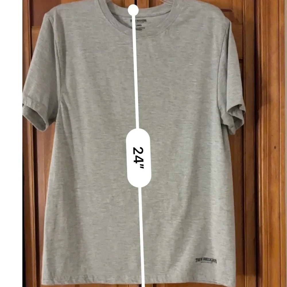 True Religion Mens Gray Crew Neck Short Sleeve T‎ Shirt Casual Top Large EUC